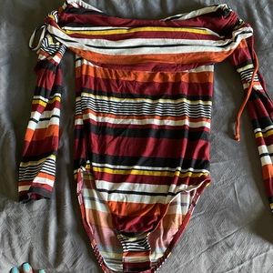 Long sleeve off the shoulder body suit